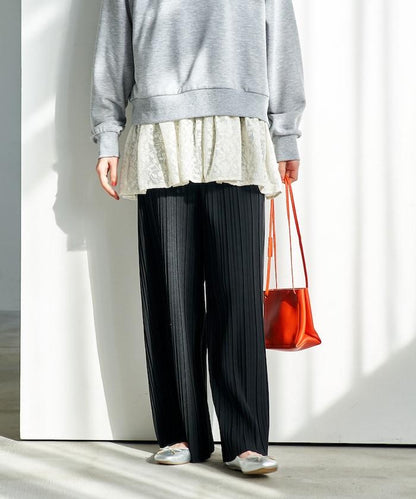 褶皺豹紋印花 褲子