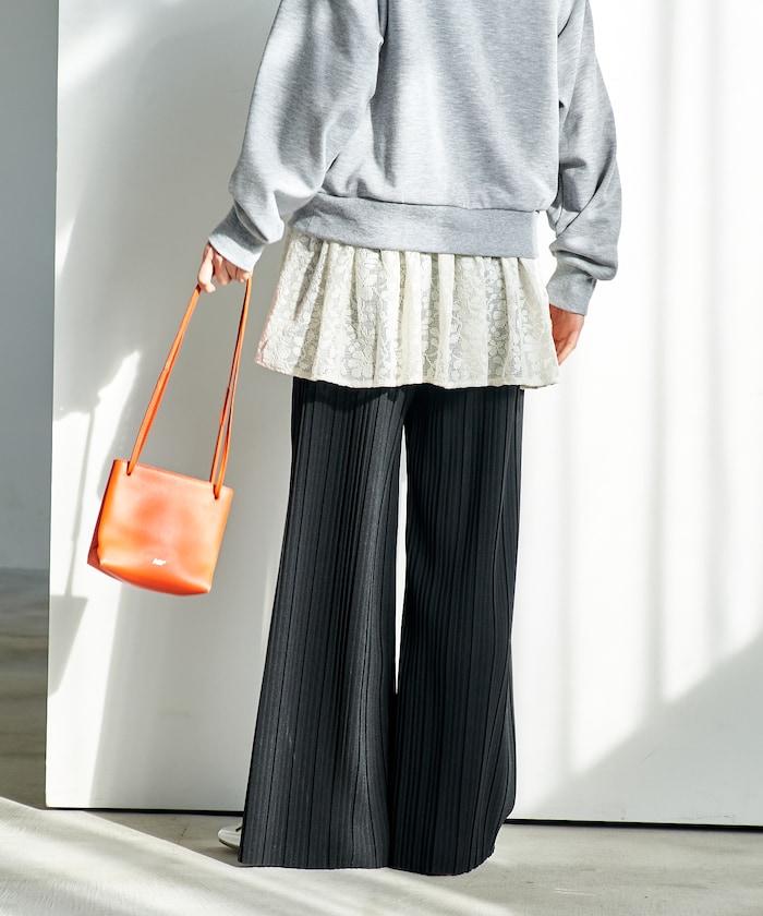 褶皺豹紋印花 褲子