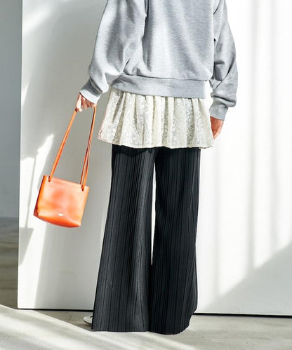 褶皺豹紋印花 褲子