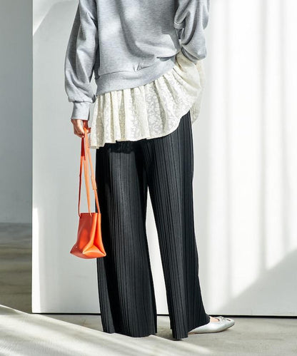 褶皺豹紋印花 褲子