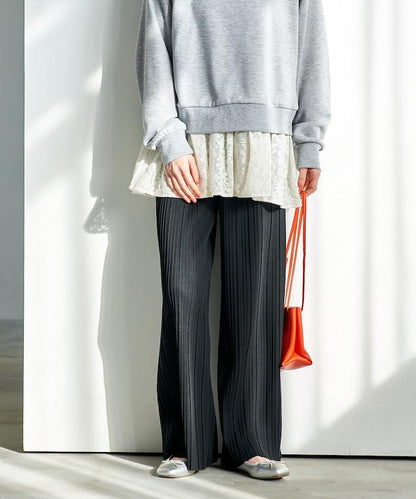 褶皺豹紋印花 褲子