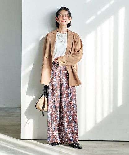 褶皺豹紋印花 褲子