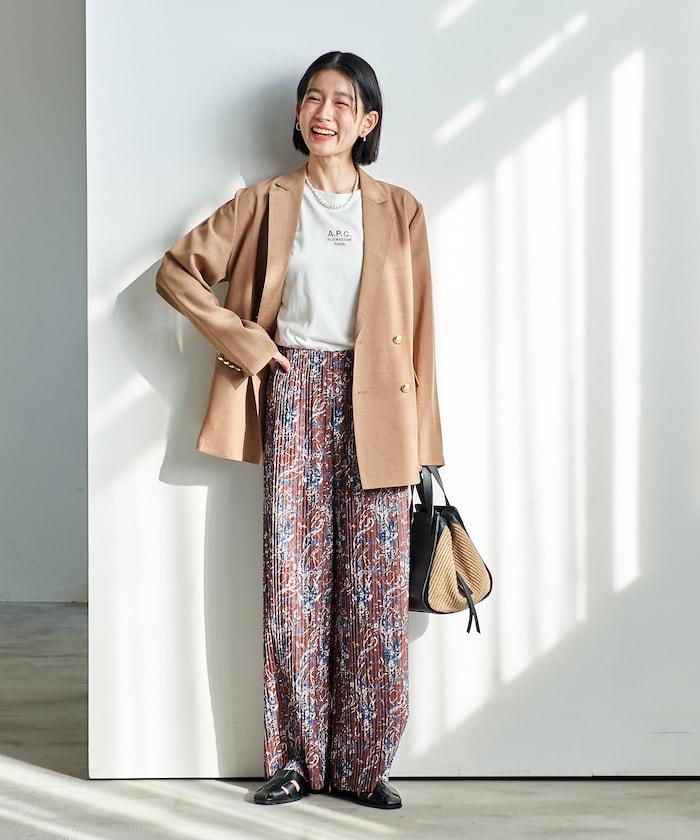 褶皺豹紋印花 褲子