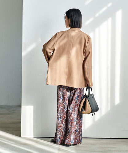 褶皺豹紋印花 褲子