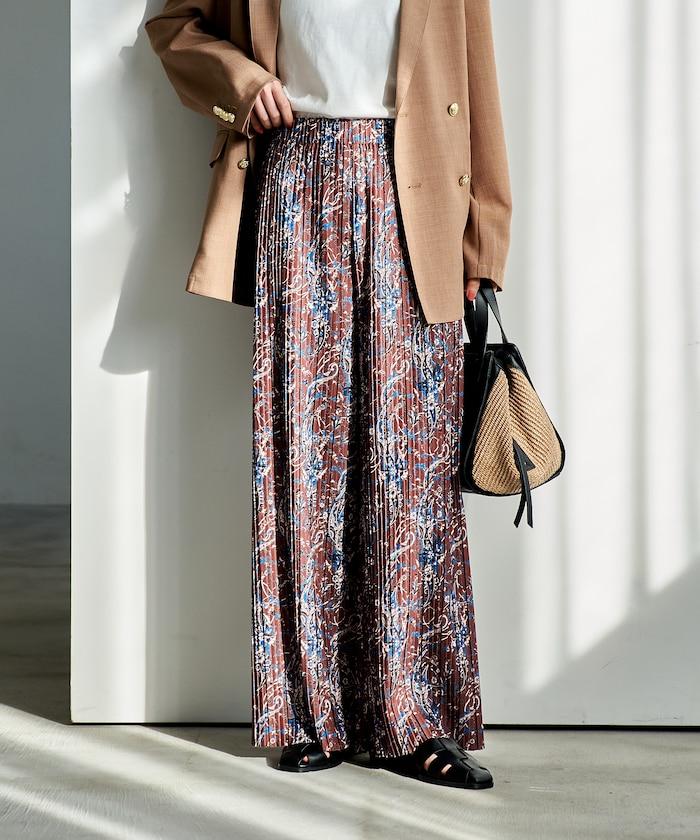 褶皺豹紋印花 褲子