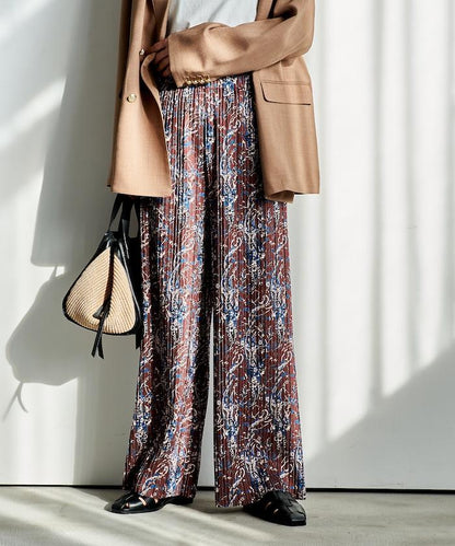 褶皺豹紋印花 褲子