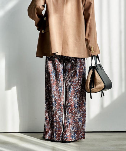 褶皺豹紋印花 褲子