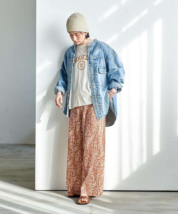 褶皺豹紋印花 褲子