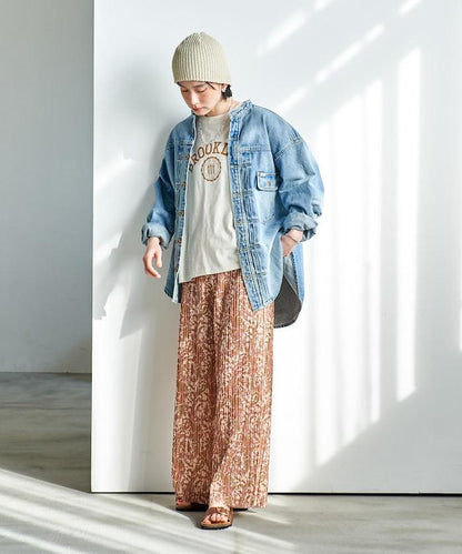 褶皺豹紋印花 褲子