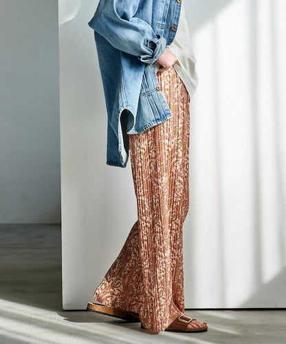 褶皺豹紋印花 褲子