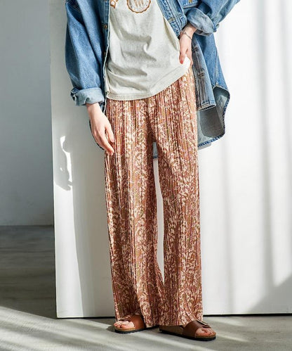 褶皺豹紋印花 褲子