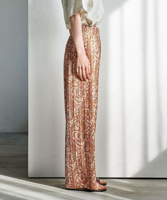 褶皺豹紋印花 褲子