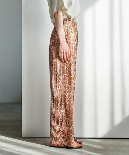 褶皺豹紋印花 褲子