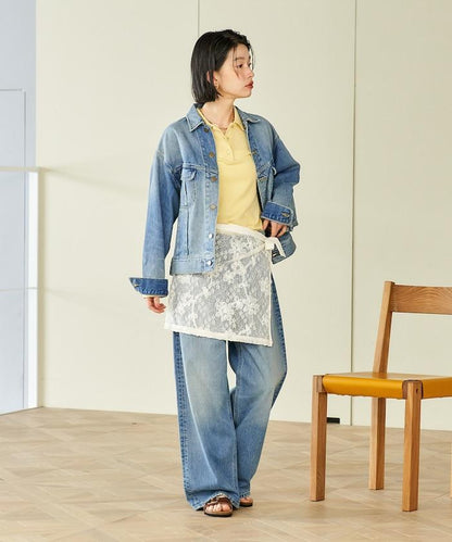 多穿法 花卉蕾絲 裹身半身裙