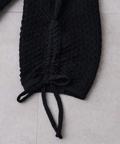 willow 針織蕾絲 側抽褶 七分褲