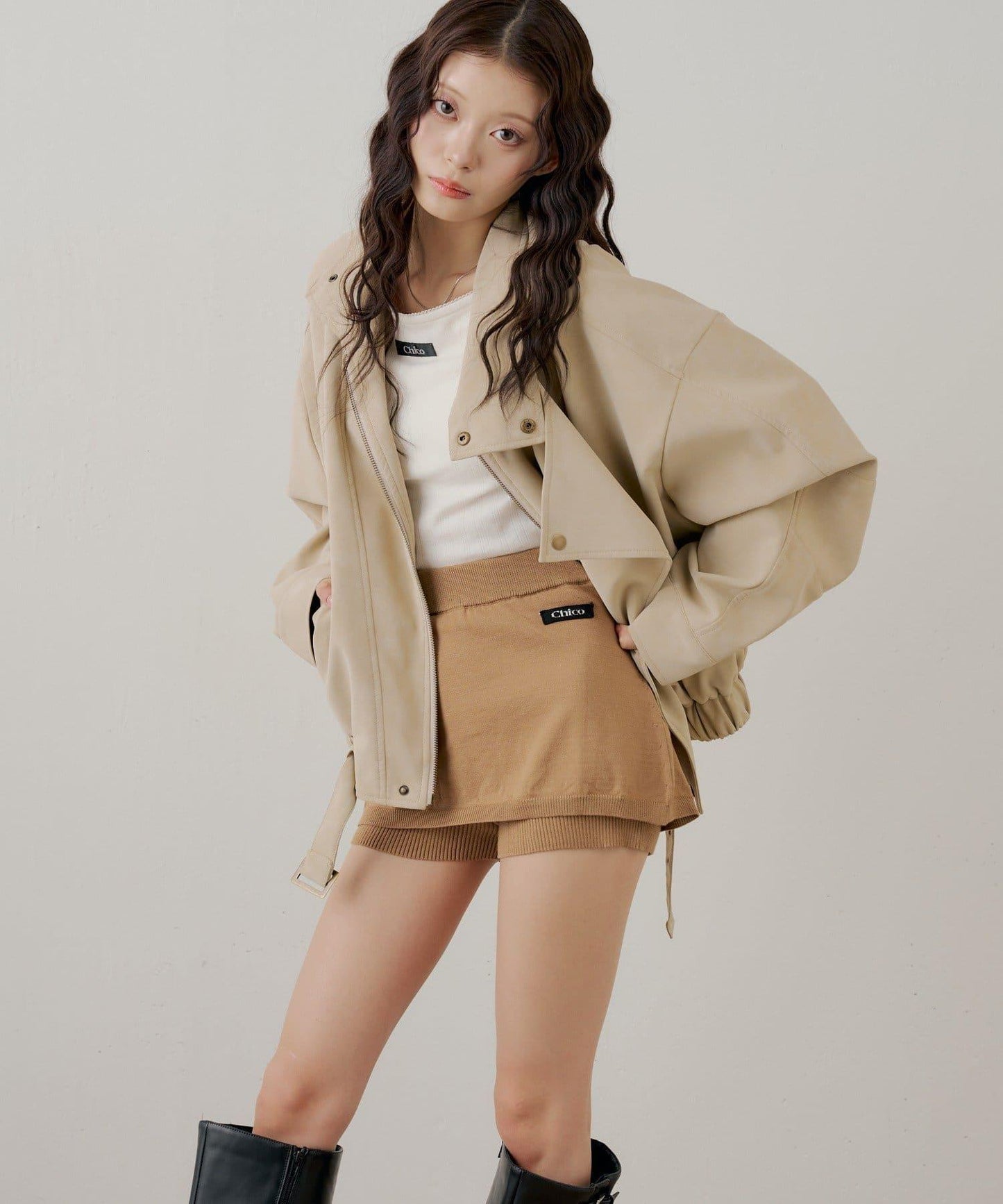 疊搭設計 針織短褲