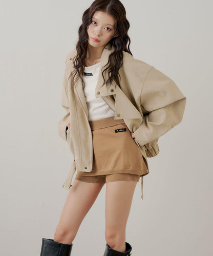 疊搭設計 針織短褲