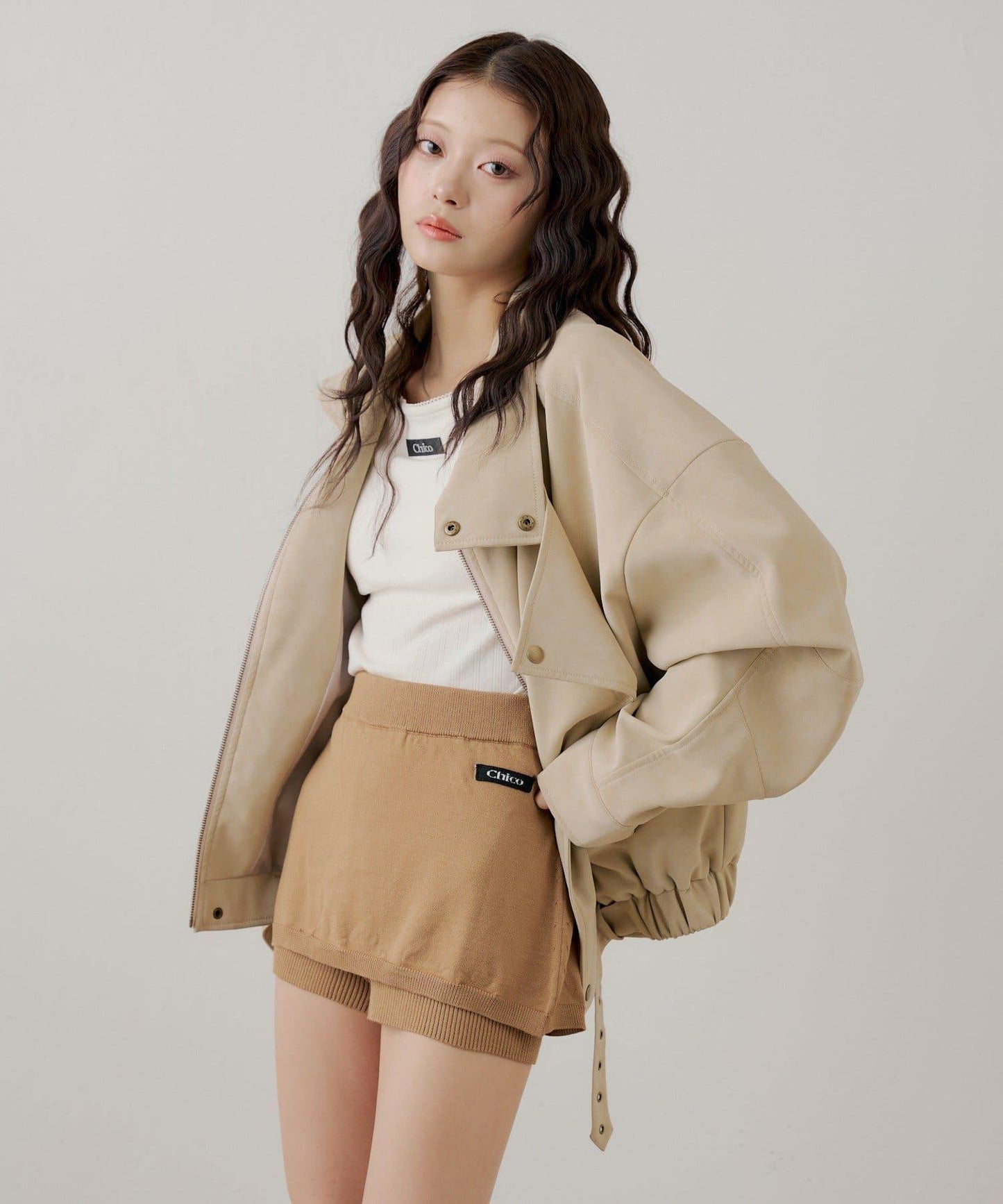 疊搭設計 針織短褲