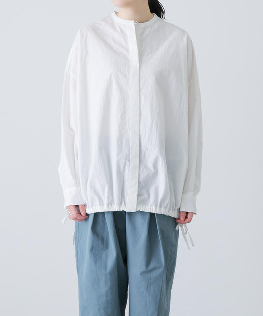 無領圓領寬鬆襯衫