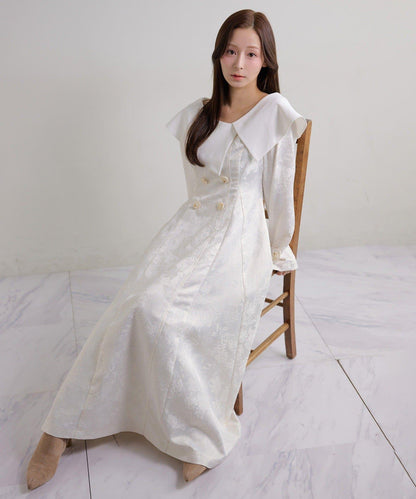 大翻領 長款 連衣裙