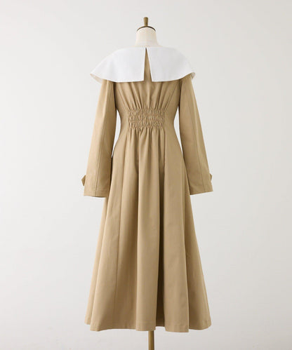 大翻領 長款 連衣裙