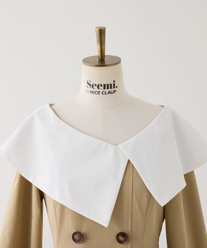 大翻領 長款 連衣裙