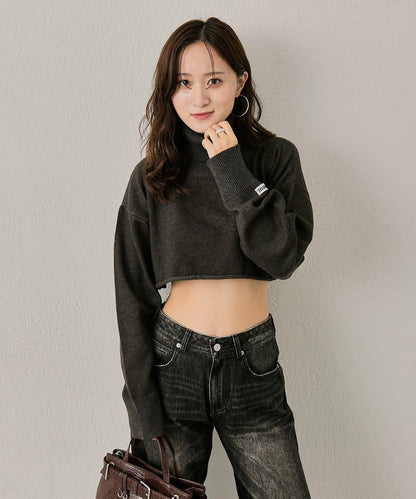 mline 短款高領針織上衣
