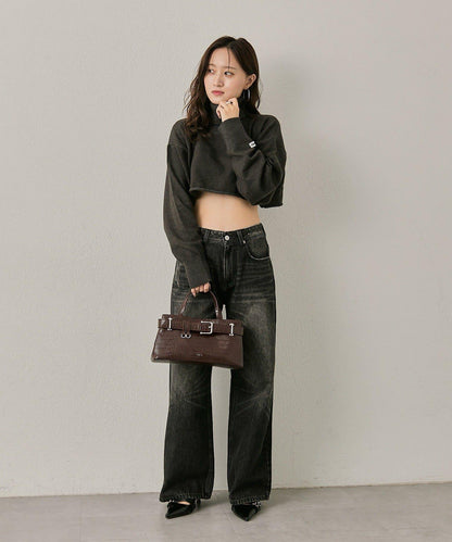 mline 短款高領針織上衣