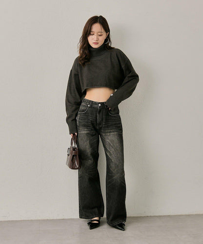 mline 短款高領針織上衣