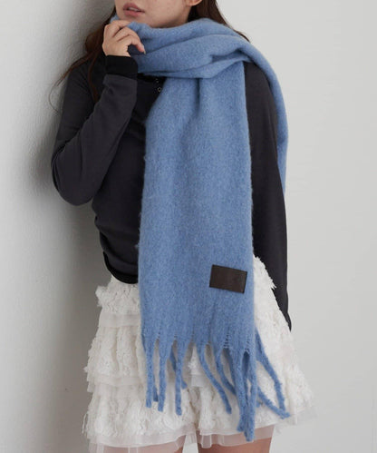 RAY CASSIN 皮革貼片圍巾