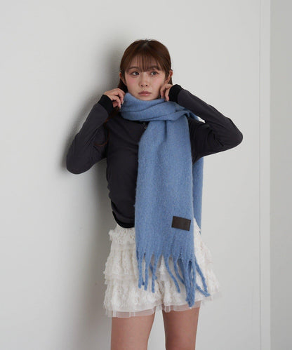 RAY CASSIN 皮革貼片圍巾