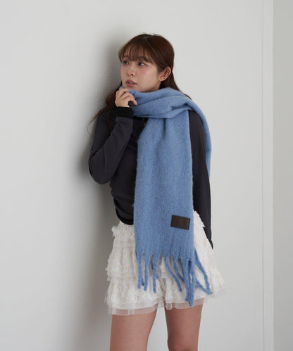 RAY CASSIN 皮革貼片圍巾