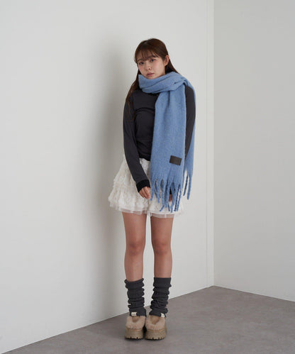 RAY CASSIN 皮革貼片圍巾