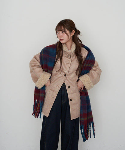 RAY CASSIN 大格紋寬幅圍巾