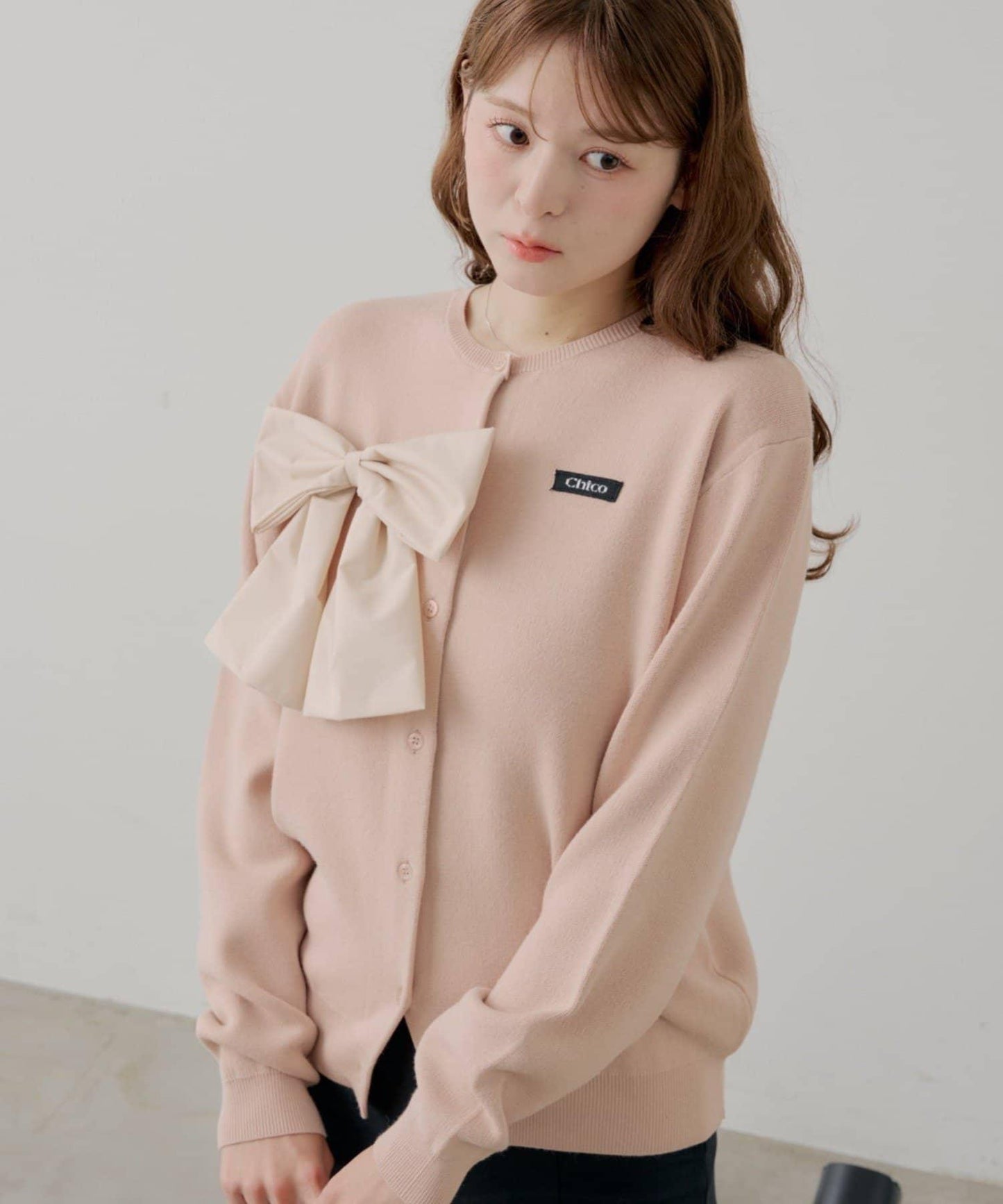 寬鬆 蝴蝶結 針織開衫