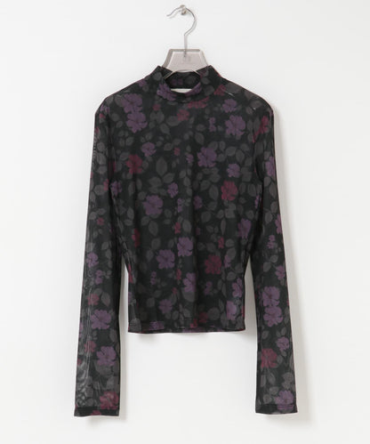 花卉圖案半高領上衣 AMOMENTO FLORAL MOCK NECK TOP