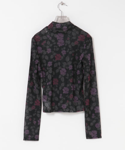 花卉圖案半高領上衣 AMOMENTO FLORAL MOCK NECK TOP