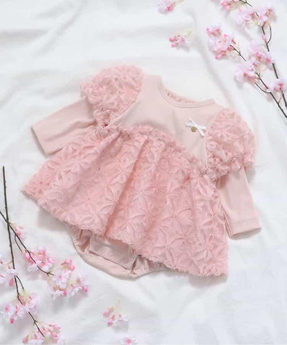 花卉立體網紗連體衣