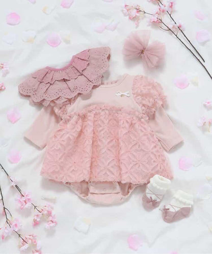 花卉立體網紗連體衣