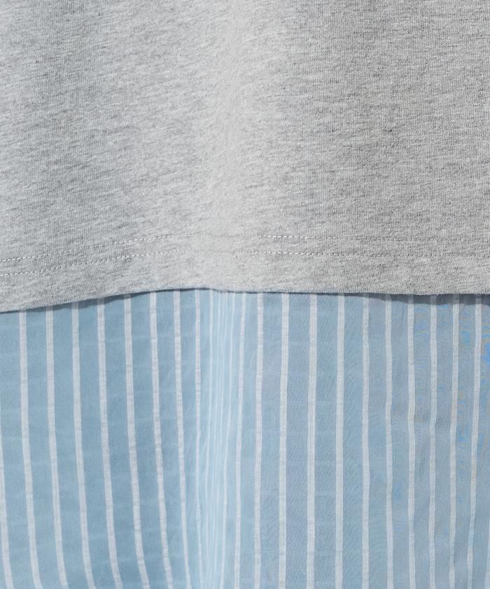 透膚條紋疊穿設計套頭上衣