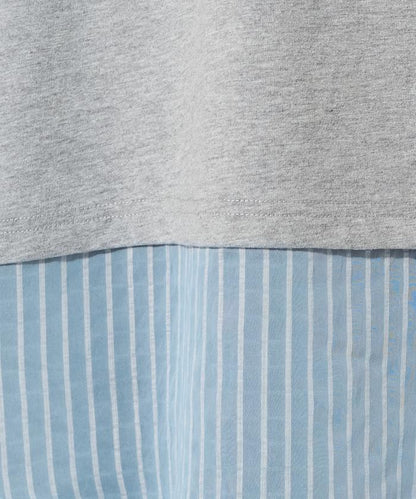 透膚條紋疊穿設計套頭上衣