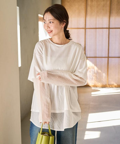 透膚條紋疊穿設計套頭上衣