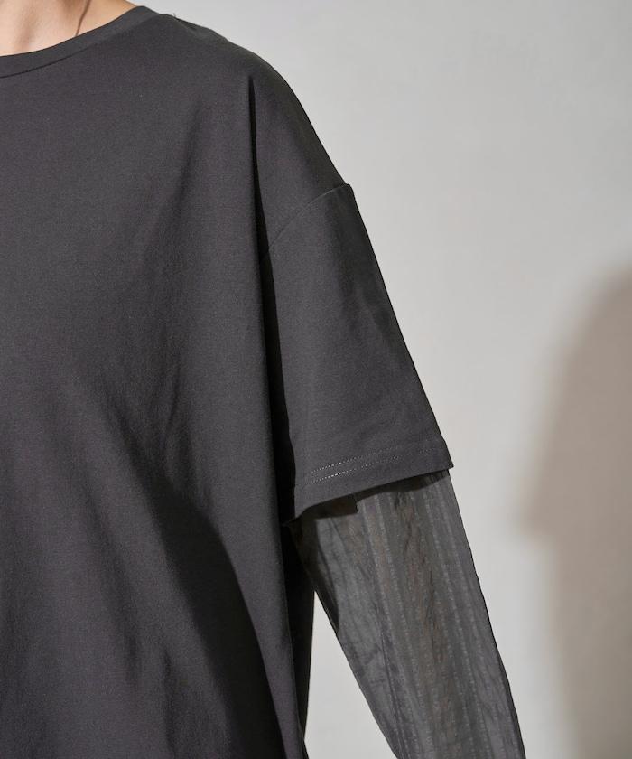 透膚條紋疊穿設計套頭上衣