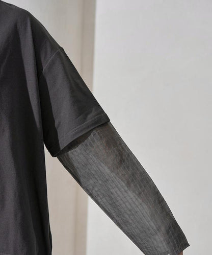 透膚條紋疊穿設計套頭上衣