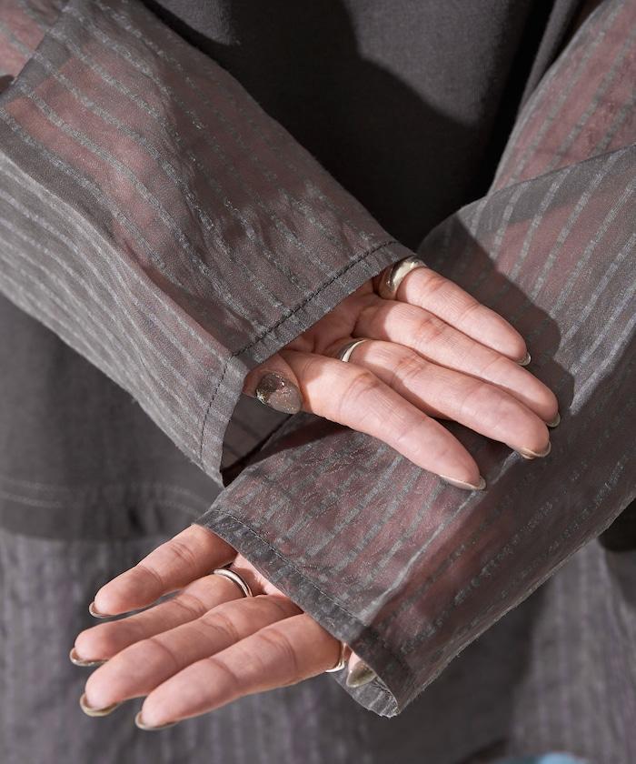 透膚條紋疊穿設計套頭上衣