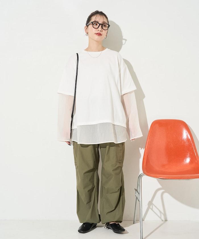 透膚條紋疊穿設計套頭上衣