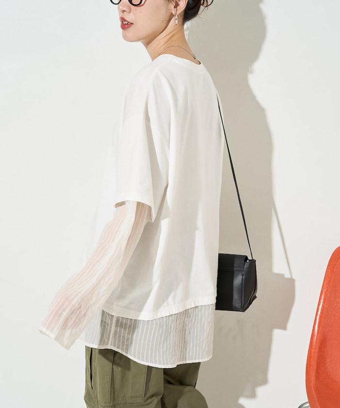 透膚條紋疊穿設計套頭上衣