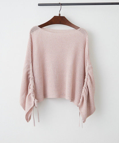 網眼抽繩設計套頭上衣