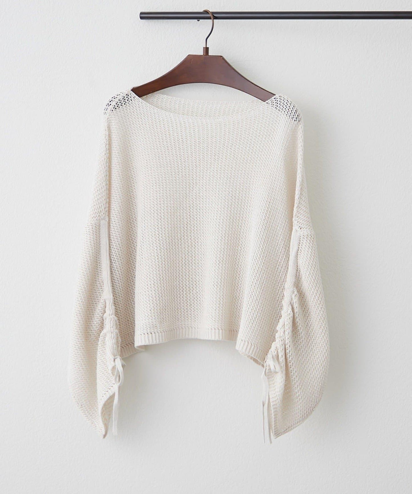 網眼抽繩設計套頭上衣