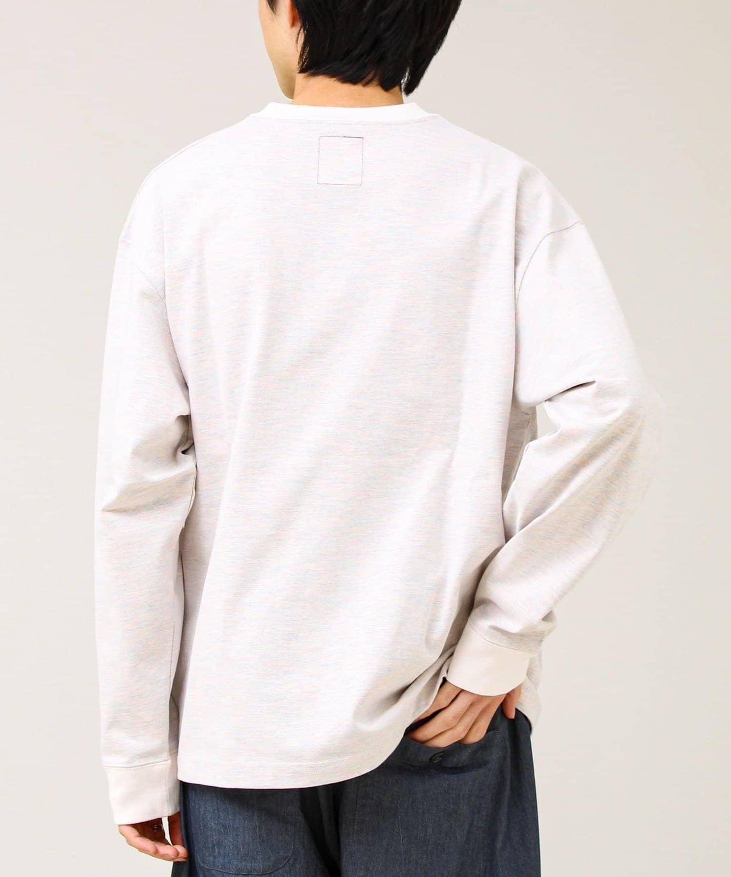 BOY刺繡 內裡漸變 亨利領 長袖T恤